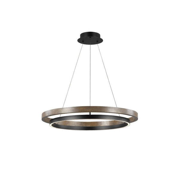 Metavaya Chandelier ∅ 23.6″ x H 4.3″ / Dia 60cm x H 11cm / Walnut color & Black / Warm Light Ring Dunst Chandelier 6938617815844 M2023112201-1