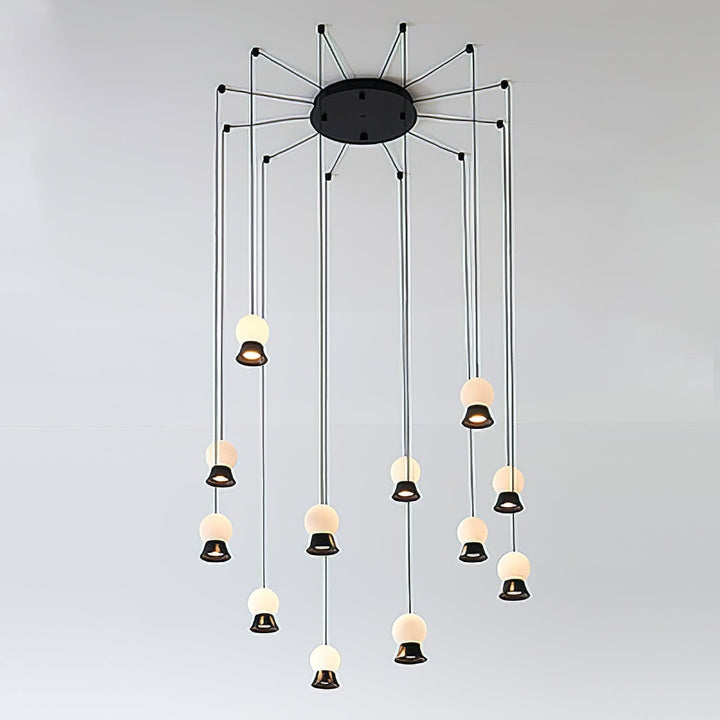 Metavaya Pendant lamp 12 Lights L 100cm x H 150cm / ∅ 39.4″ x H 59.1″ / Black / Warm White Fuji Pendant Lamp 662668841823 M2023122104-8 Fuji Pendant Lamp | Special Sale