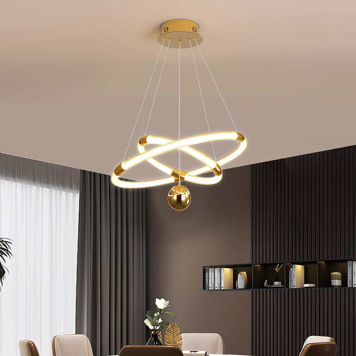 Metavaya Pendant Light 2 Tiers Dia 40 + 60cm (Power~50W) / Gold / Warm Light Luster Pendant Light 6938617801427 M2023101605-9