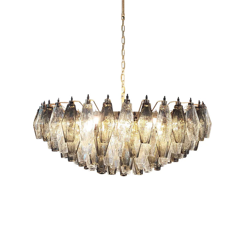 Faceted Transparent Smoked Chandelier | Metavaya