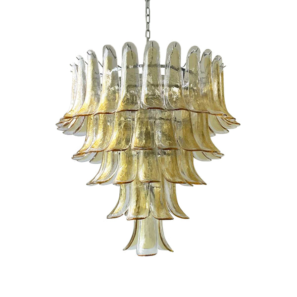 Amber Murano Transparent Glass Petals Chandelier