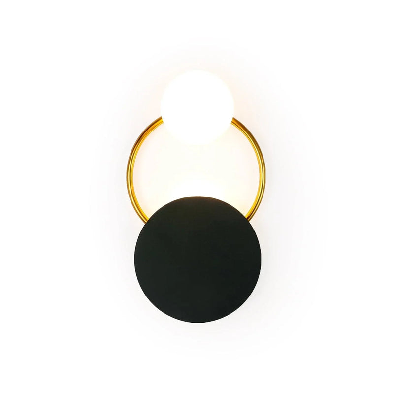 Metavaya Wall lamp Dia 26cm x H 45cm / ∅ 10.2″ x H 17.7″ / Gold&Black Black Circular Rings Wall Lamp 6938617819675 M2023121004-1