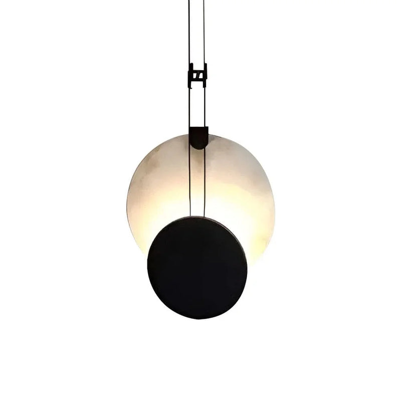Metavaya Pendant light Black Paint Iron Disc Marble Pendant Lamp