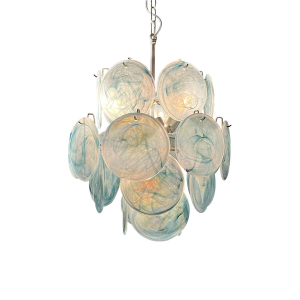 Blue Murano Disc Glass Chandelier