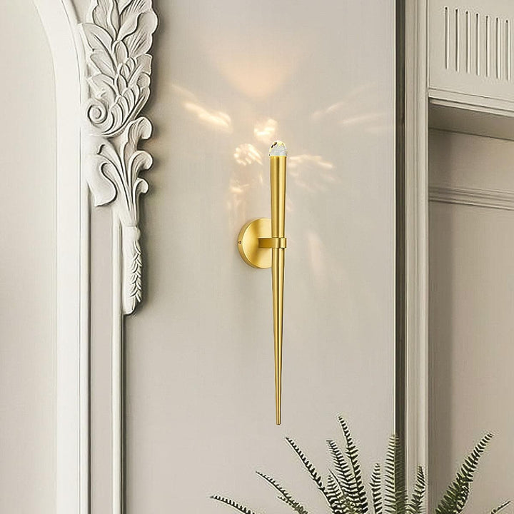 Metavaya Wall lamp Brass Spinal Tube Sconce RH Brass Aquitaine Torch Sconce