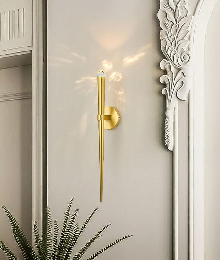 Metavaya Wall lamp Brass Spinal Tube Sconce RH Brass Aquitaine Torch Sconce