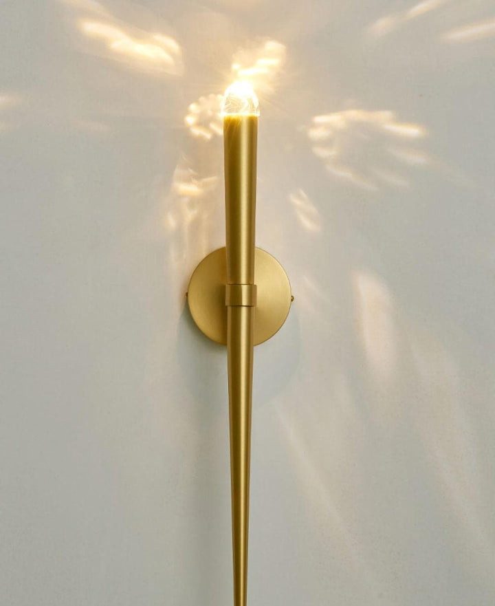 Metavaya Wall lamp Brass Spinal Tube Sconce RH Brass Aquitaine Torch Sconce