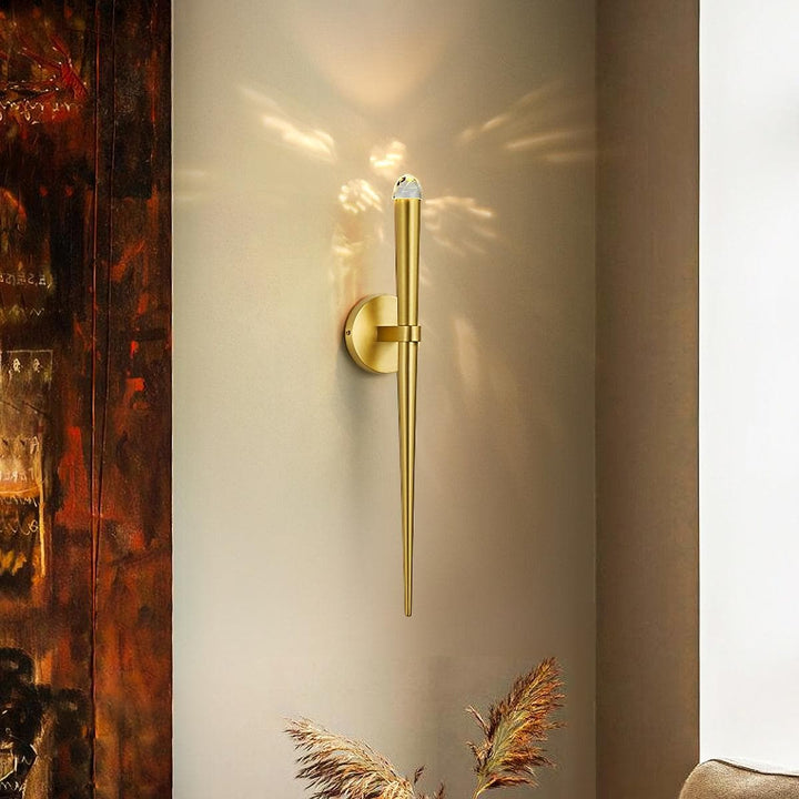 Metavaya Wall lamp Brass Spinal Tube Sconce RH Brass Aquitaine Torch Sconce