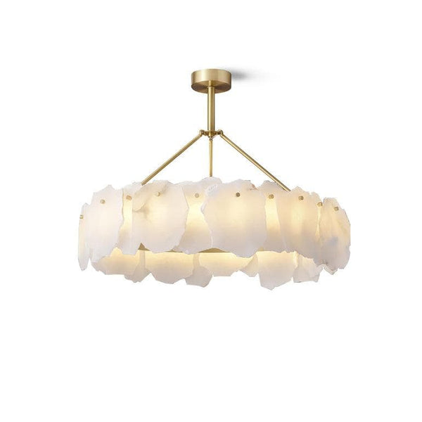 Metavaya Chandelier Dia 65cm x H 60cm / ∅ 25.6″ x H 23.6″ / White Marble & Gold / Trichromatic Dimming Burton Marble Chandelier 6938617789497 M2023101001-1