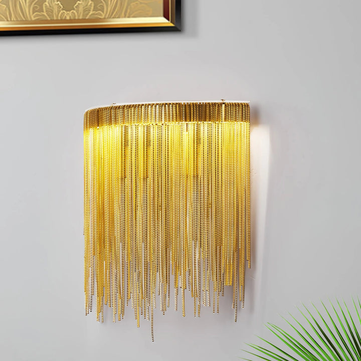 Metavaya Wall lamp Dia 26cm x H 27cm / ∅ 10.2″ x H 10.6″ / Gold / Warm Light Cadena Tassel Wall Lamp 662668878966 M202403235-3 Cadena Tassel Wall Lamp- Buy online