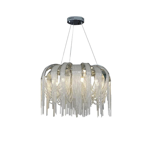 Metavaya Pendant light Chrome Aluminum Chain Tassel Chandelier