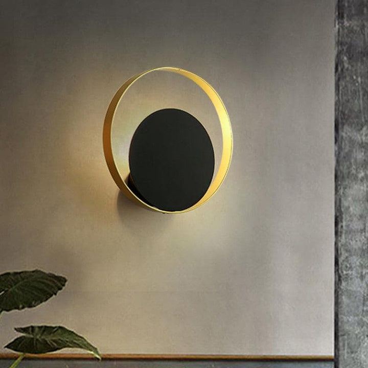 Metavaya Wall lamp Dia 26cm x H 26cm / ∅ 10.2″ x H 10.2″ / Black+Gold Circle Wall Lamp 6938617819736 M2023121102-1 Circle Wall Lamp | Bronze Wall Lamp