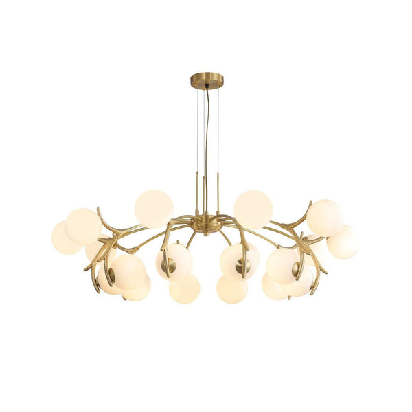 Metavaya Chandelier 20 Heads Dia 108cm x H 42cm / ∅ 42.5″ x H 16.5″ / Gold+White Corbett Chandelier 662668880273 M202403286-3 Corbett Chandelier- Buy online