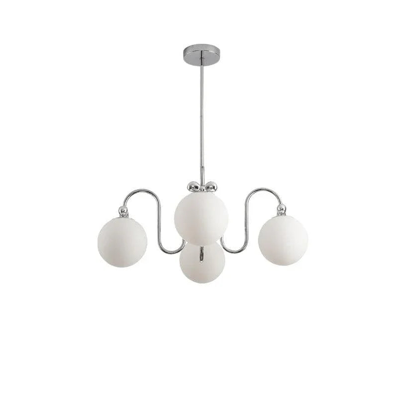 Metavaya Chandelier 4 heads Dia 63cm x H 70cm / ∅ 24.8″ x H 27.6″ / Chrome+White Cream Beans Chandelier 6938617790165 M2023101203-1
