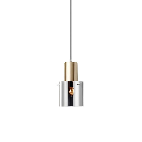 Metavaya Pendant light Dia 15cm x H 27cm / ∅ 5.9″ x H 10.6″ / Coppery&Clear Cylindrical Glass Pendant Light 662668905983 M2024011109-1