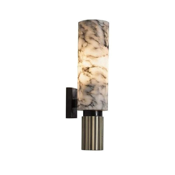 Metavaya Wall lamp Dia 13cm x H 34cm / ∅ 5.1″ x H 13.4″ / blackened Cylindrical Marble Wall Lamp 6938617815547 M2023111705-1