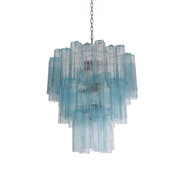 Elegant Blue Murano Tube Chandelier
