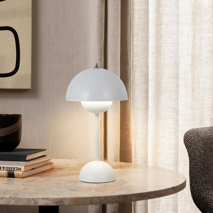 Metavaya Table lamp Dia 16cm x H 30cm / Matt white / Touch switch(Warm white) Semi-Circle Bedroom Table Lamp Portable 360192148479 M20220806-3