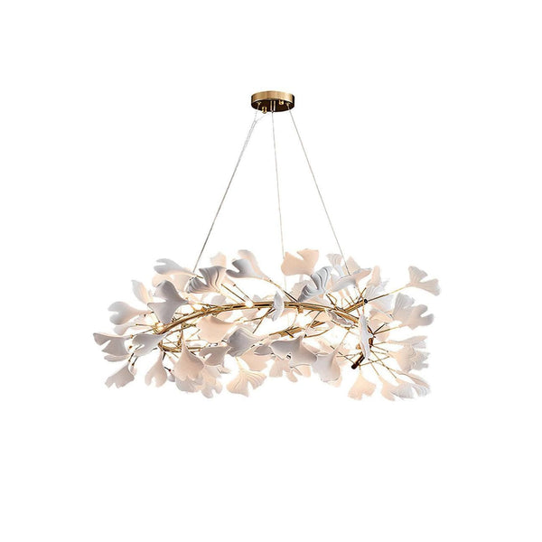 Metavaya Chandelier Dia 100cm x H 30cm / ∅ 39.3″ x H 11.8″ / White+Gold Gingko Chandelier U 6938617788421 M2023100308-3