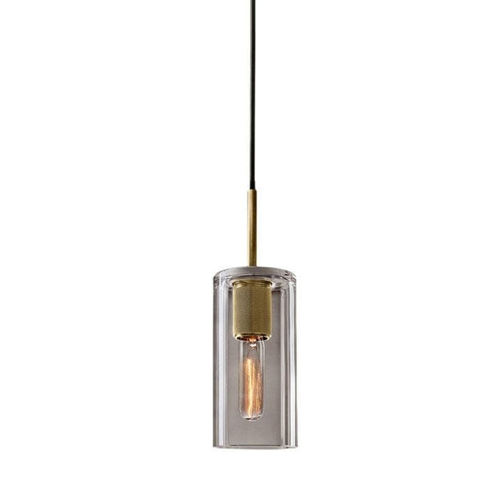 Metavaya Pendant lamp Cylinder: Dia 11cm x H 32cm / Brass Glass Shaded Pendant Light 822706697847 M2022081501-2