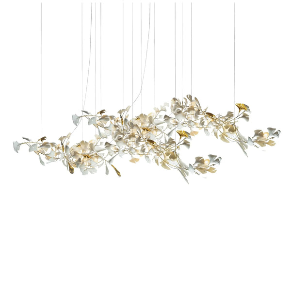 Gold White Leaves Combination Gingko Chandeliers | Metavaya