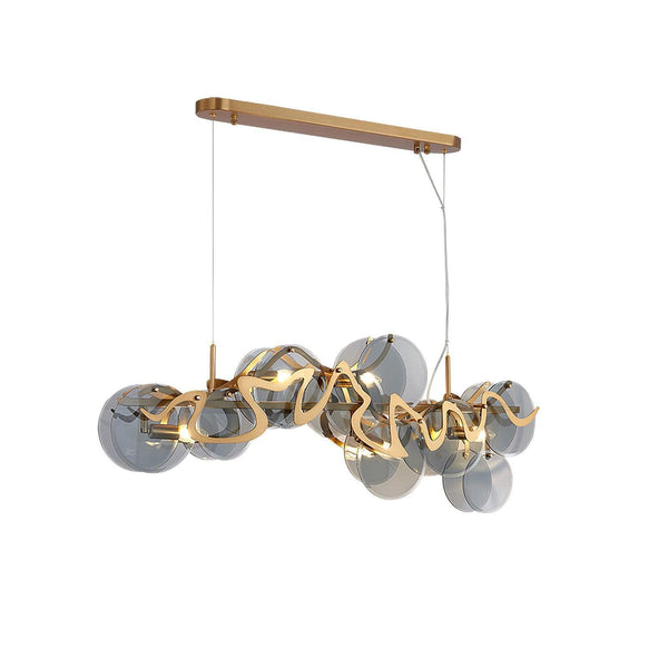 Metavaya Chandelier Long style  L 105cm x H 40cm / L 41.3″ x H 15.7″ / Gold+Smoke grey Graffiti Glass Chandelier 662668847504 M2023122605-8 Graffiti Glass Chandelier Sale