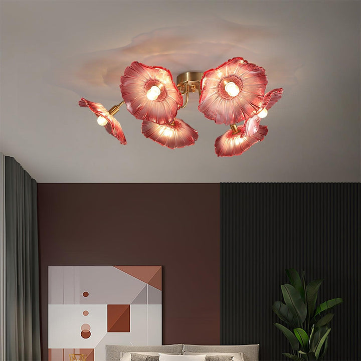 Metavaya Ceiling Lamp Lotus Leaf Glass Ceiling Lamp Lotus Leaf Glass Ceiling Lamp Sale