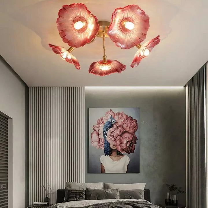 Metavaya Ceiling Lamp Lotus Leaf Glass Ceiling Lamp Lotus Leaf Glass Ceiling Lamp Sale