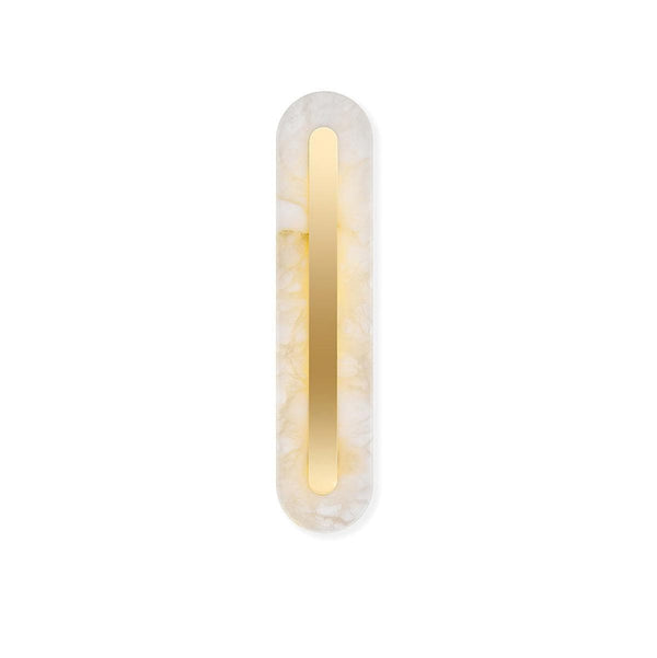 Metavaya Wall light Dia 11cm x H 35cm / ∅ 4.3″ x H 13.8″ / White ＆ Brass / Warm Light Marble Rounded Wall Light 6938617815400 M2023111703-1