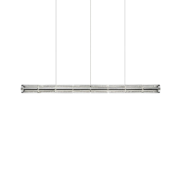 Metavaya Chandelier L 165cm x H 10cm / L 64.9″ x H 3.9″ / Silver Gray & Clear / Cool Light Mcdade Segmented Glass Chandelier 662668879802 M202403261-3