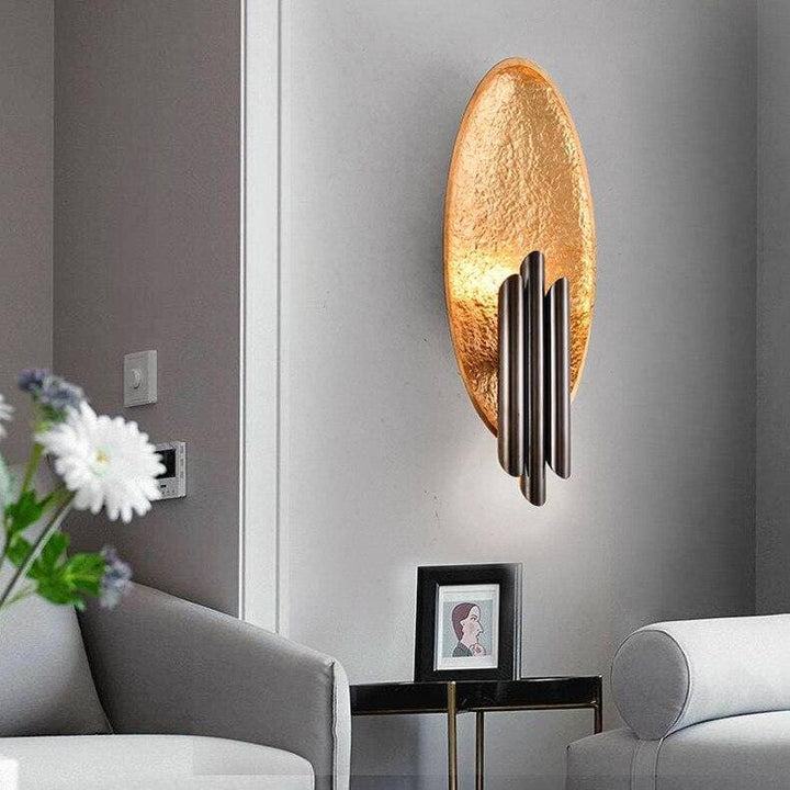 Metavaya Wall lamp Dia 18cm x H 46cm / ∅ 7.1″ x H 18.1″ / Black & Gold Metal Sconce 6938617819538 M2023121001-1 Metal Sconce | Discounted Wall Sconce