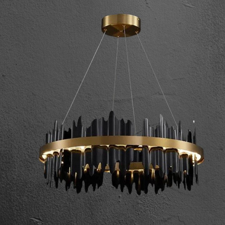 Metavaya Chandelier Dia 60cm x H 21cm / L 23.6" x H 8.3" / Black / Warm White Midnight Shadow Chandelier 662668877273 M202403211-4 Metal Midnight Shadow Chandelier