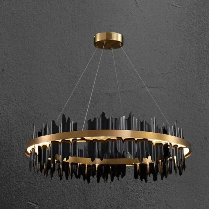 Metavaya Chandelier Dia 100cm x H 21cm / L 39.4" x H 8.3" / Black / Warm White Midnight Shadow Chandelier 662668877396 M202403211-16 Metal Midnight Shadow Chandelier