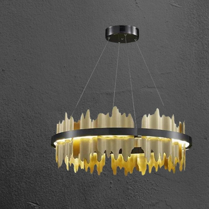 Metavaya Chandelier Dia 60cm x H 21cm / L 23.6" x H 8.3" / Gold / Warm White Midnight Shadow Chandelier 662668877242 M202403211-1 Metal Midnight Shadow Chandelier