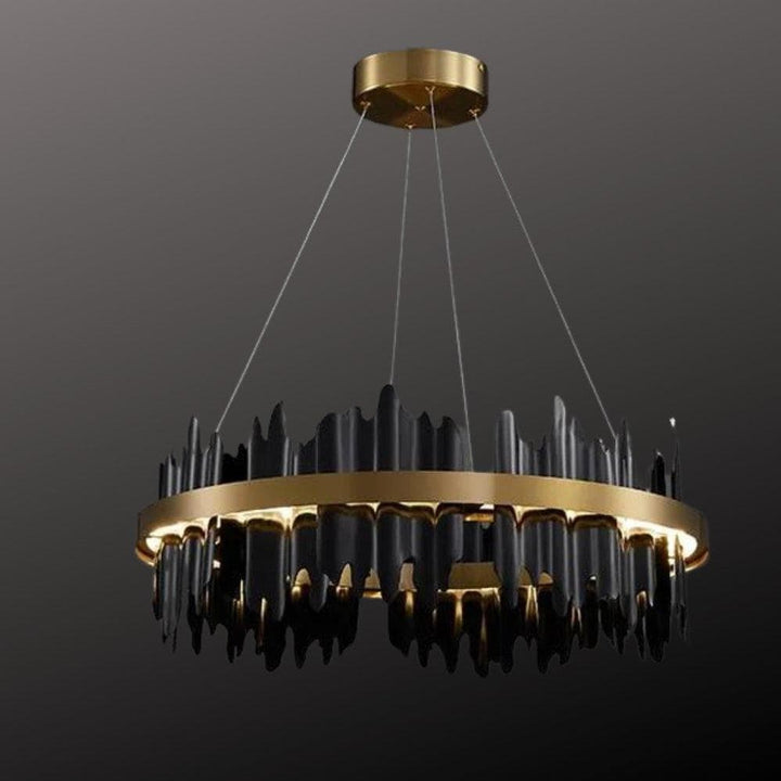 Metavaya Chandelier Dia 80cm x H 21cm / L 31.5" x H 8.3" / Black / Warm White Midnight Shadow Chandelier 662668877334 M202403211-10 Metal Midnight Shadow Chandelier