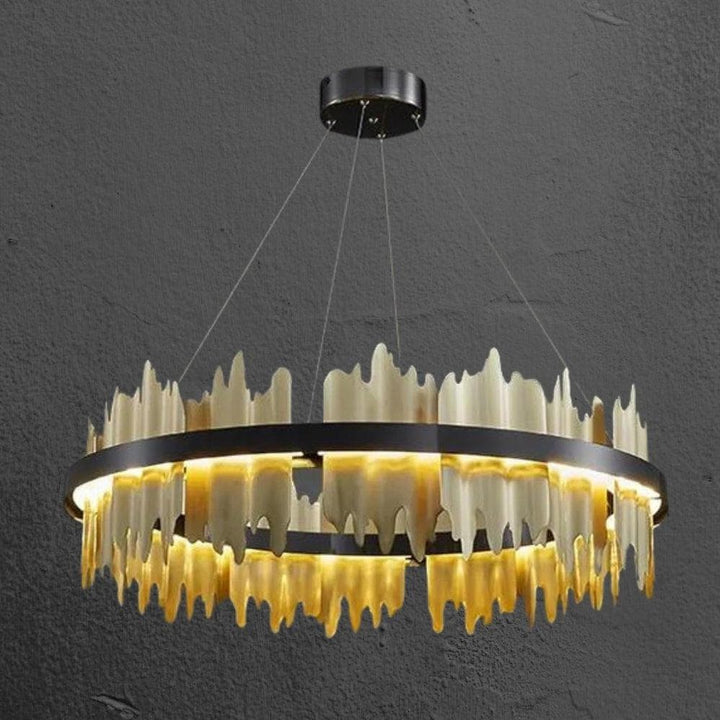 Metavaya Chandelier Dia 100cm x H 21cm / L 39.4" x H 8.3" / Gold / Warm White Midnight Shadow Chandelier 662668877365 M202403211-13 Metal Midnight Shadow Chandelier