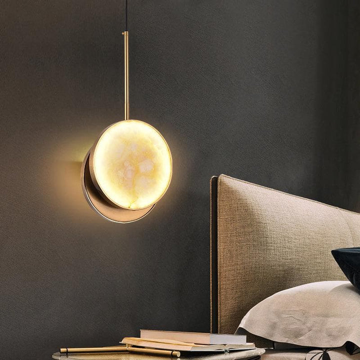 Metavaya Pendant light Dia 22cm x H 50cm / ∅ 8.7″ x H 19.7 / brass Moonshade Pendant Light 6938617818104 M2023120405-1 Marble Moonshadow Pendant Light  sale