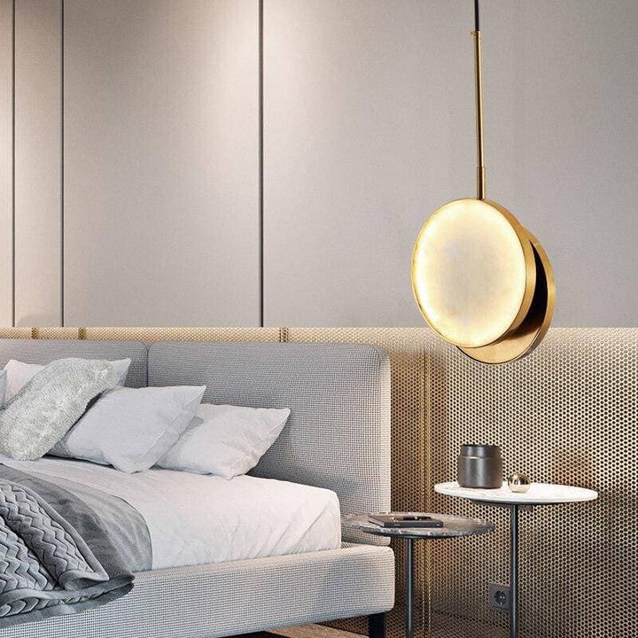 Metavaya Pendant light Dia 22cm x H 50cm / ∅ 8.7″ x H 19.7 / brass Moonshade Pendant Light 6938617818104 M2023120405-1 Marble Moonshadow Pendant Light  sale