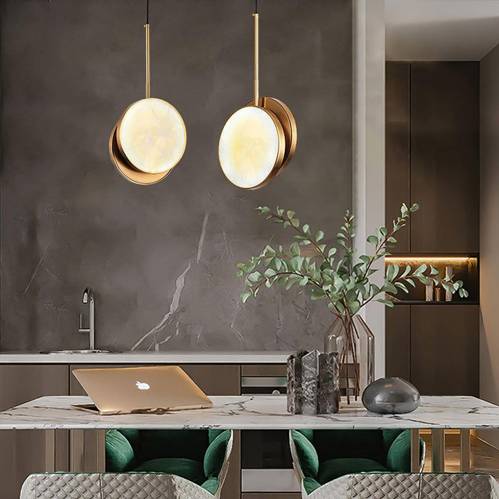 Metavaya Pendant light Dia 22cm x H 50cm / ∅ 8.7″ x H 19.7 / brass Moonshade Pendant Light 6938617818104 M2023120405-1 Marble Moonshadow Pendant Light  sale