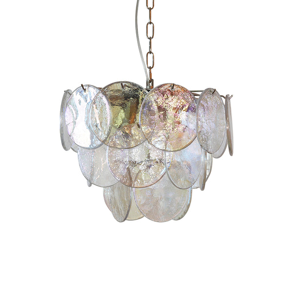 Murano Iridescent Transparent Glass Chandelier