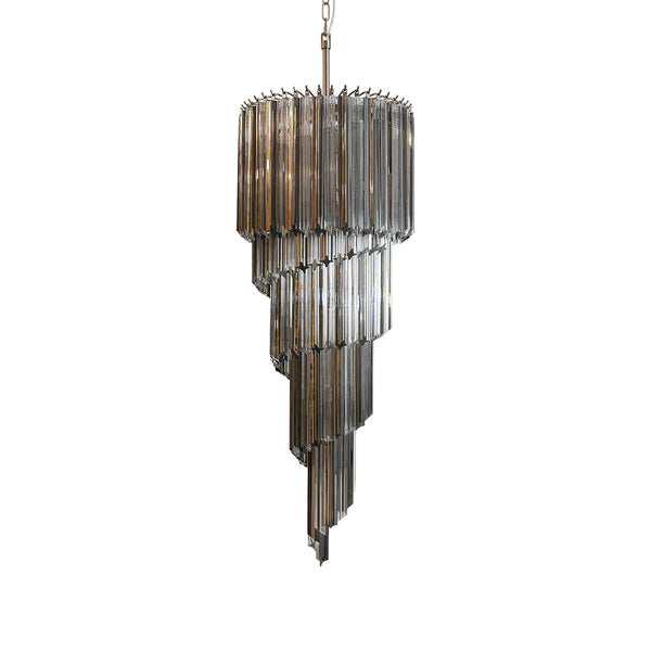 Murano Transparent Smoked Quadriedri Prism Chandelier