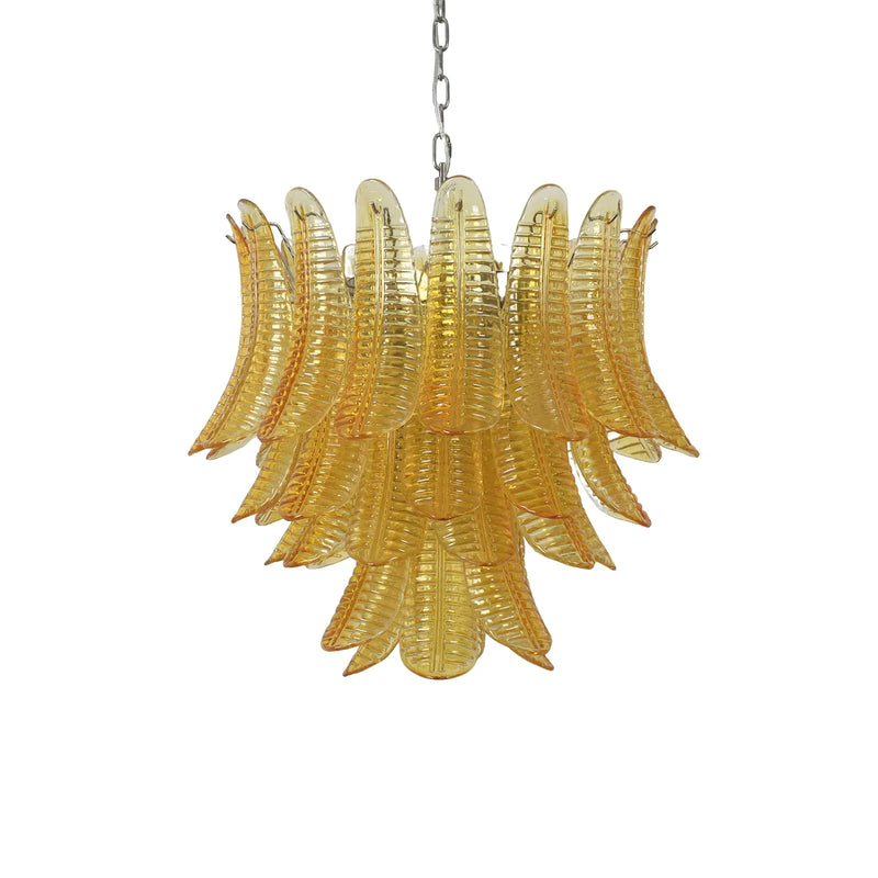 Amber Glass Leaf Chandelier | Metavaya