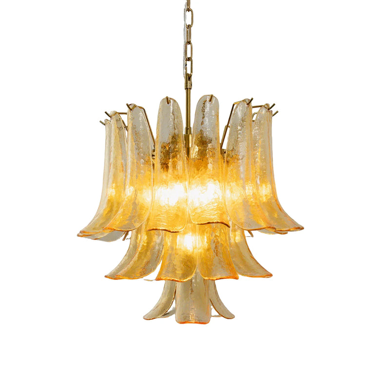 Amber Glass Petal Chandelier | Metavaya