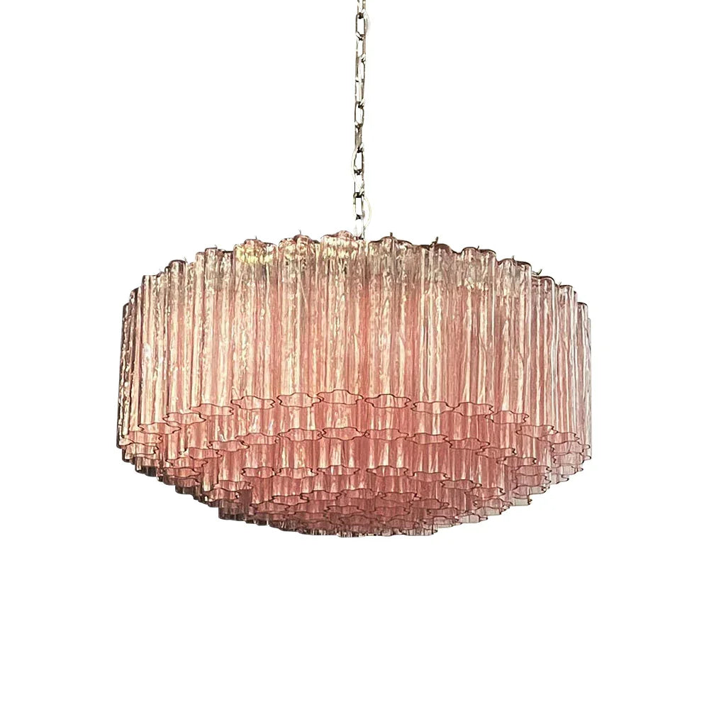 Large Pink Tube Chandelier | Metavaya