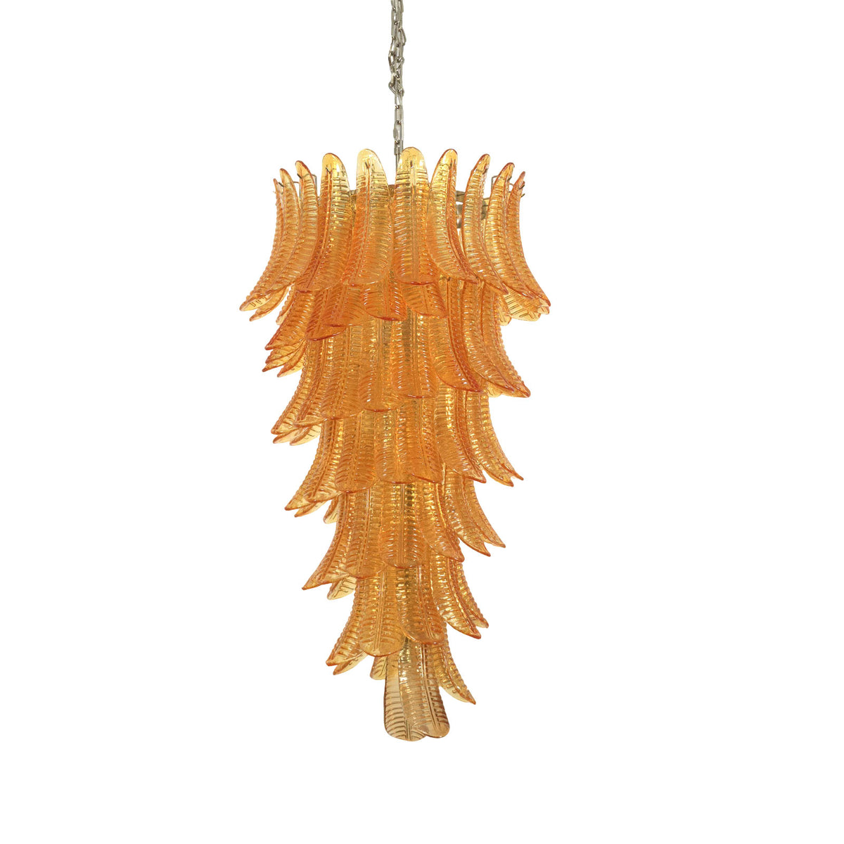 Orange Glass Leaf Cascade Chandelier | Metavaya