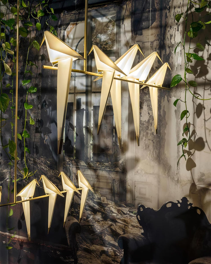 Metavaya Chandelier Paper Crane Bird LED Chandelier