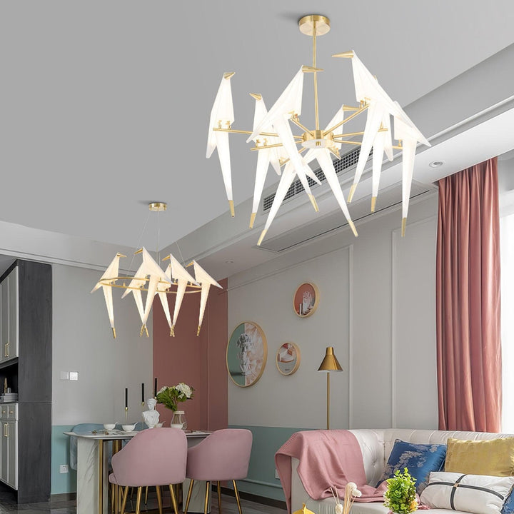 Metavaya Chandelier Paper Crane Bird LED Chandelier