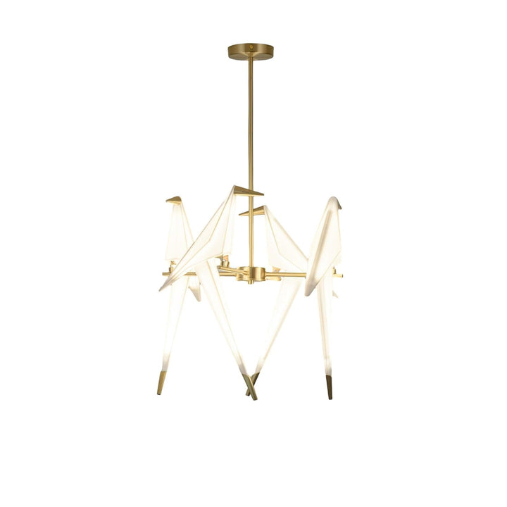 Metavaya Chandelier 4heads B ∅ 19.3″ X H 35″ / Dia 49cm X H 89cm / White+Gold / Warm Light Paper Crane Bird LED Chandelier 662668848808 M2023122803-9