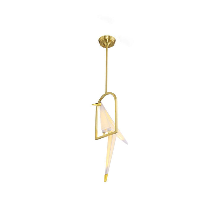 Metavaya Chandelier 1head B ∅ 7.9″ X H 23.6″ / Dia 22cm X H 60cm / White+Gold / Warm Light Paper Crane Bird LED Chandelier 662668848730 M2023122803-2