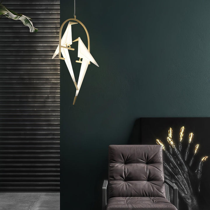 Metavaya Chandelier Paper Crane Bird LED Chandelier